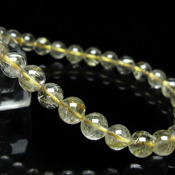 ゴールドタイチンルチル ブレスレット 7mm [t171-8315]