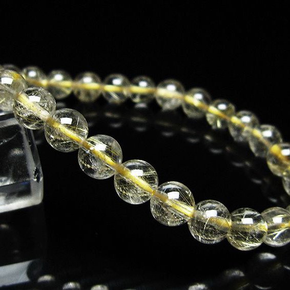 ゴールドタイチンルチル ブレスレット 7mm [t171-8322]