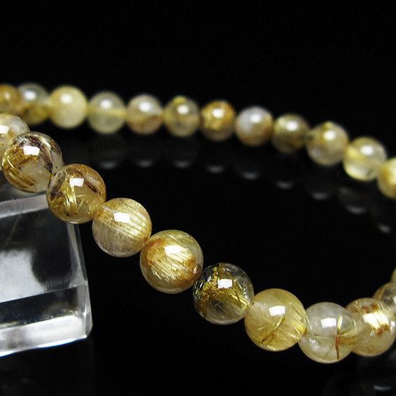 ゴールドタイチンルチル ブレスレット 6mm [t171-8578]