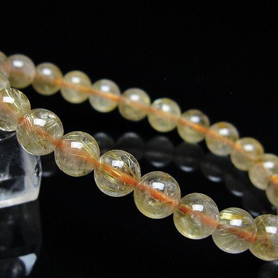 ゴールドタイチンルチル ブレスレット 7mm [t171-8678]