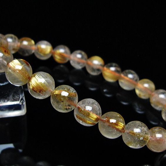 ゴールドタイチンルチル ブレスレット 8mm [t171-8729]