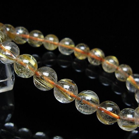 ゴールドタイチンルチル ブレスレット 8mm [t171-8735]