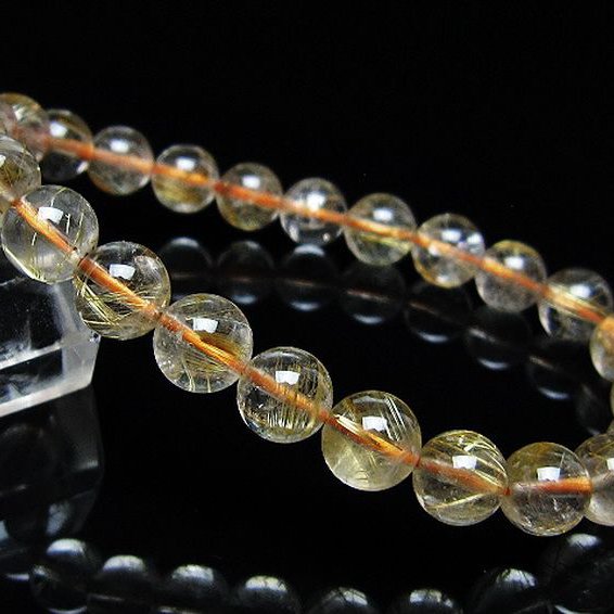ゴールドタイチンルチル ブレスレット 8mm [t171-8739]