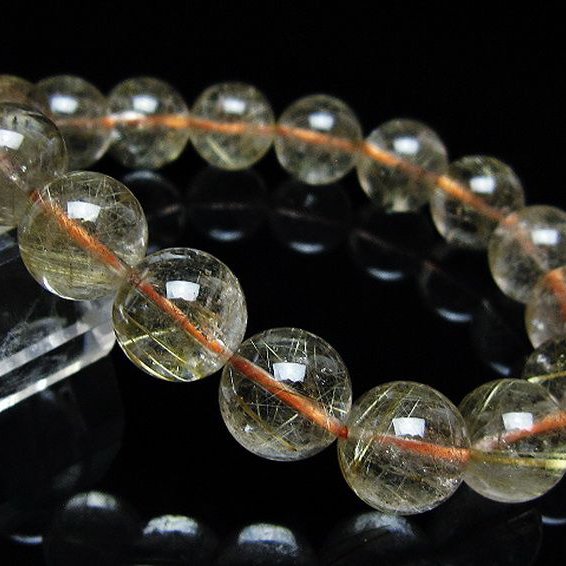 ゴールドタイチンルチル ブレスレット 12mm [t171-8756]