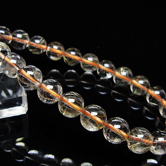ゴールドタイチンルチル ブレスレット 8mm [t171-8772]