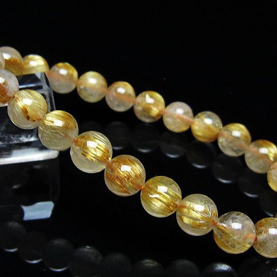 ゴールドタイチンルチル ブレスレット 8mm [t171-8823]