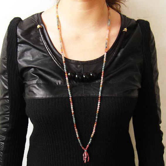 トルマリン3重 ブレスレット ネックレス 兼用可4mm [T179-183]