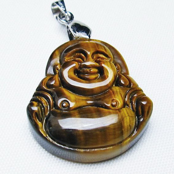 タイガーアイ※黄虎目石布袋様 ペンダント [T186-1455]