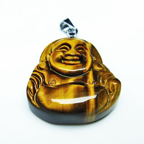 タイガーアイ※黄虎目石布袋様 ペンダント [T186-1735]