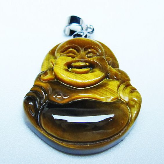 タイガーアイ※黄虎目石布袋様 ペンダント [T186-1983]