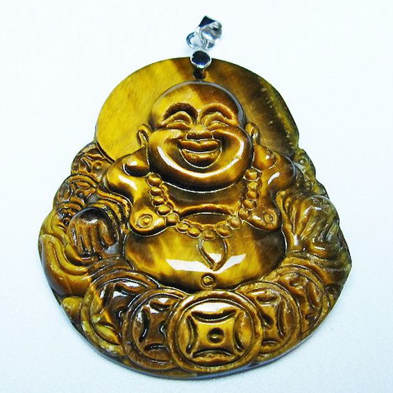 タイガーアイ※黄虎目石布袋様 ペンダント [T186-2006]