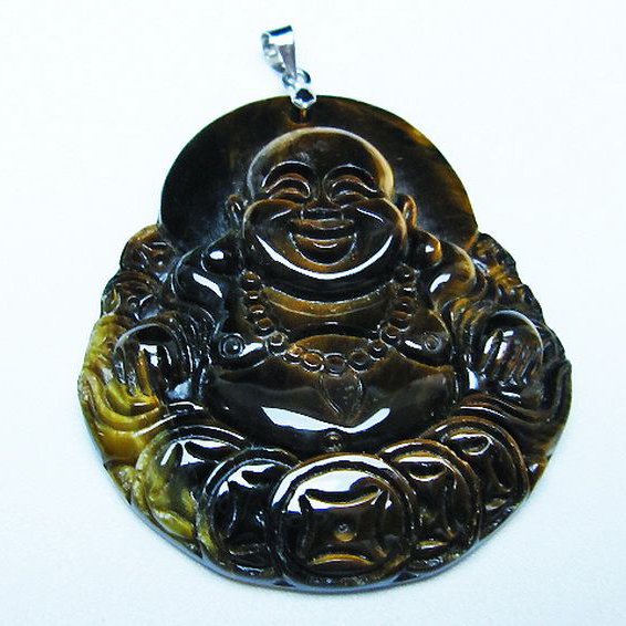 タイガーアイ※黄虎目石布袋様 ペンダント [T186-2013]