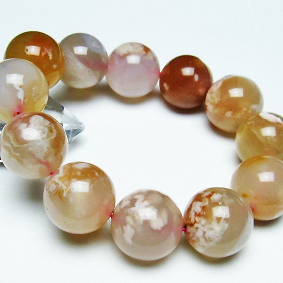 桜メノウ チェリーブロッサムアゲート ブレスレット 20mm [t213-1616]