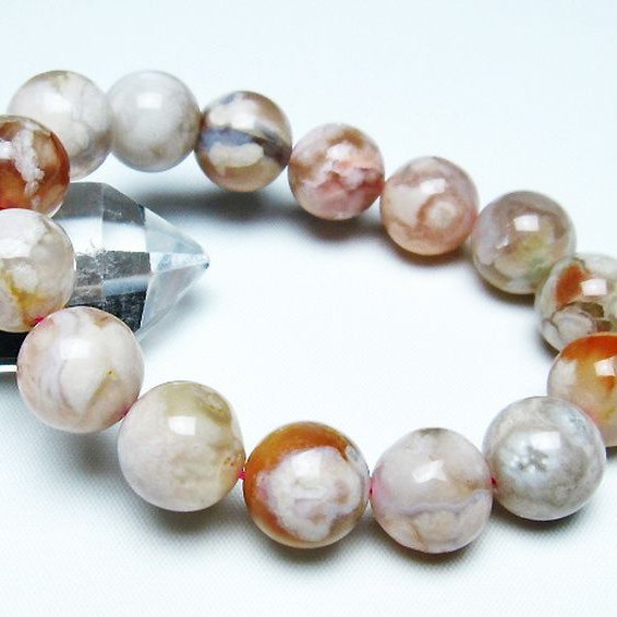 桜メノウ チェリーブロッサムアゲート ブレスレット 14mm [t213-1656]