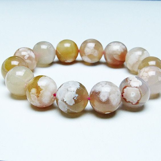 桜メノウ チェリーブロッサムアゲート ブレスレット 16mm [T213-1785]
