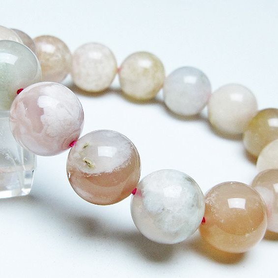 桜メノウ チェリーブロッサムアゲート ブレスレット 14mm [t213-1793]