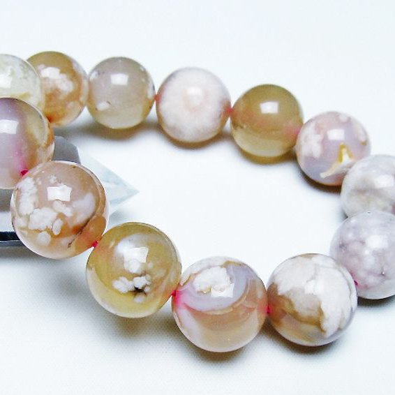 桜メノウ チェリーブロッサムアゲート ブレスレット 17mm [t213-1879]