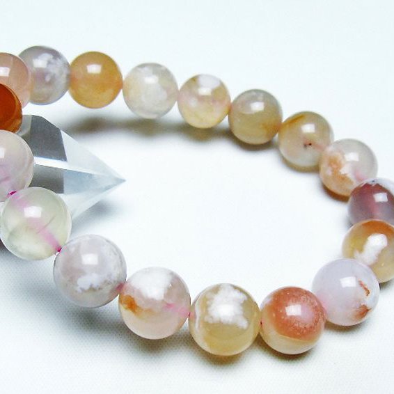 桜メノウ チェリーブロッサムアゲート ブレスレット 12mm [t213-1923]