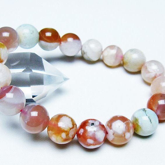 桜メノウ チェリーブロッサムアゲート ブレスレット 12mm [t213-1944]