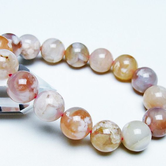 桜メノウ チェリーブロッサムアゲート ブレスレット 13mm [t213-1956]