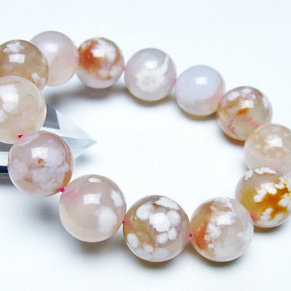 桜メノウ チェリーブロッサムアゲート ブレスレット 17mm [t213-1980]