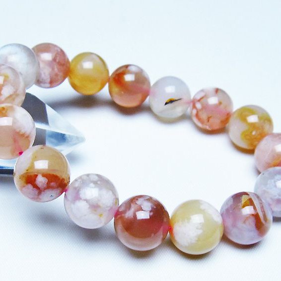 桜メノウ チェリーブロッサムアゲート ブレスレット 13mm [T213-2040]