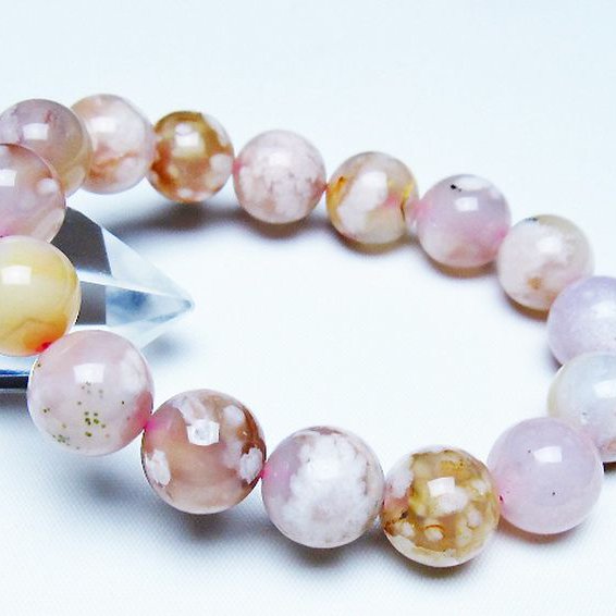 桜メノウ チェリーブロッサムアゲート ブレスレット 13mm [t213-2041]