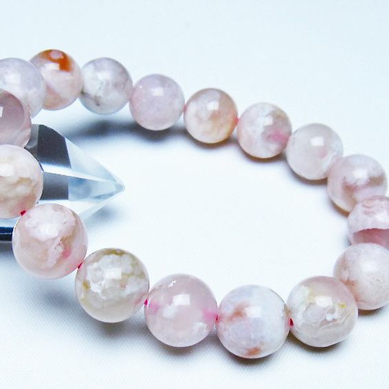 桜メノウ チェリーブロッサムアゲート ブレスレット 12mm [t213-2081]