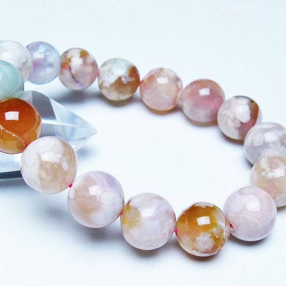 桜メノウ チェリーブロッサムアゲート ブレスレット 13mm [t213-2088]