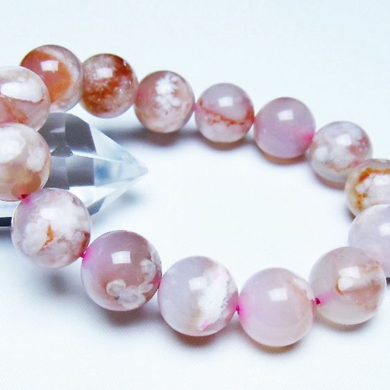 桜メノウ チェリーブロッサムアゲート ブレスレット 14mm [t213-2108]
