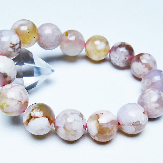 桜メノウ チェリーブロッサムアゲート ブレスレット 15mm [t213-2110]