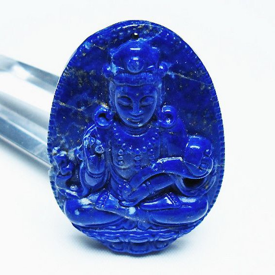ラピスラズリ 手彫り 観音 置物[T25-40750]