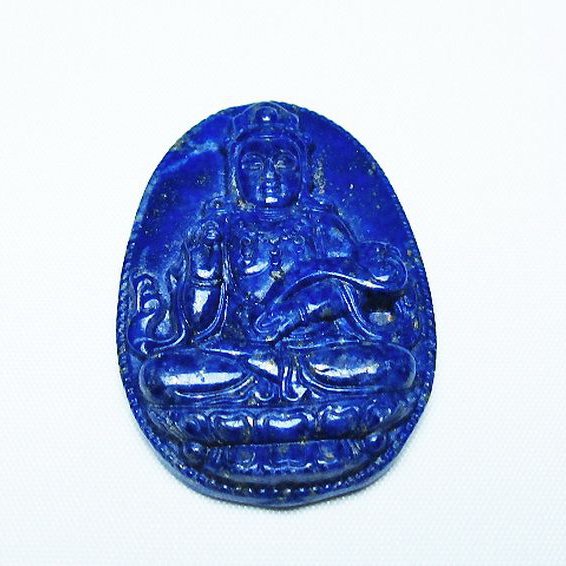 ラピスラズリ 手彫り 観音 置物[T25-40755]