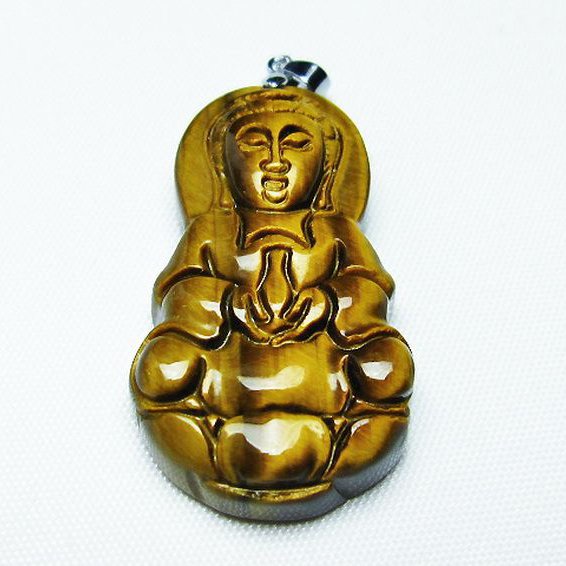 タイガーアイ※黄虎目石観音 ペンダント [T252-1260]