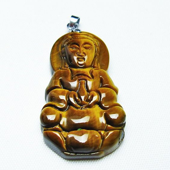 タイガーアイ※黄虎目石観音 ペンダント [T252-1277]