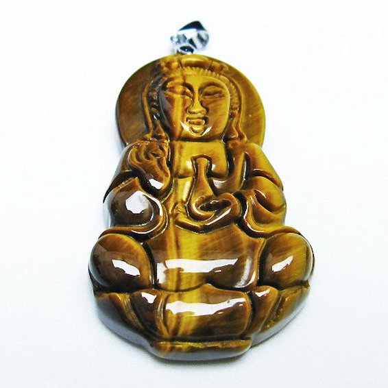 タイガーアイ※黄虎目石観音 ペンダント [T252-1551]