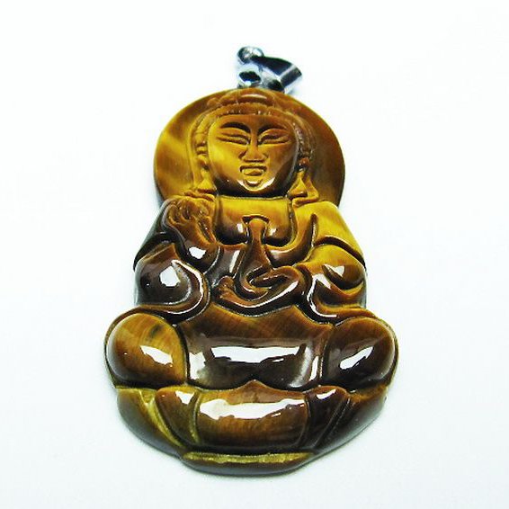 タイガーアイ※黄虎目石観音 ペンダント [T252-1571]