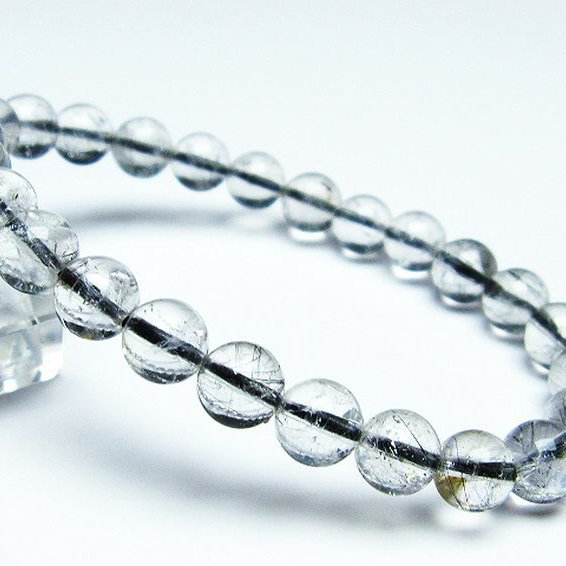 ブラックルチルクォーツ ブレスレット 7mm [T257-5768]