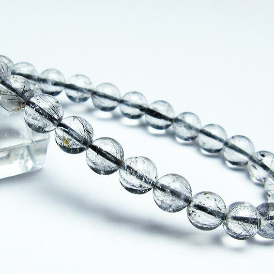 ブラックルチルクォーツ ブレスレット 7mm [T257-5770]