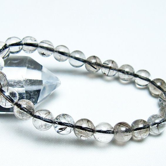 ブラックルチルクォーツ ブレスレット 8mm [t257-6637]