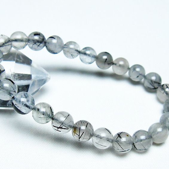 ブラックルチルクォーツ ブレスレット 8mm [t257-6646]