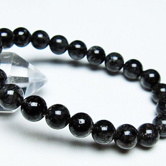 ブラックルチルクォーツ ブレスレット 9mm [T257-6784]