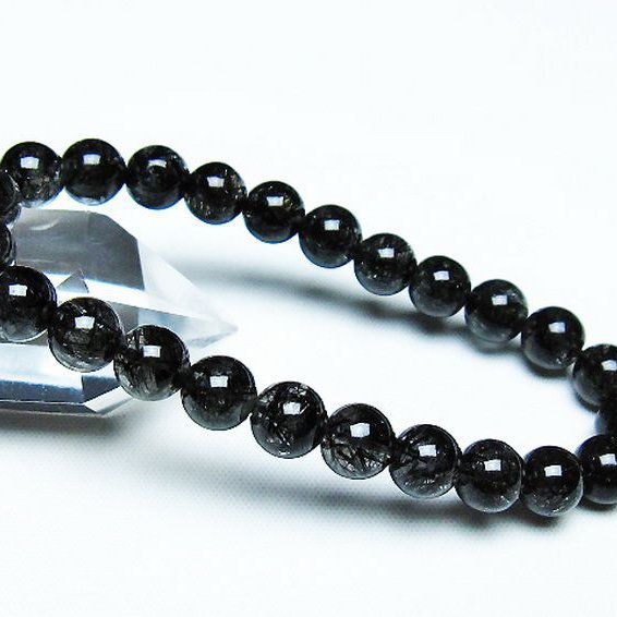 ブラックルチルクォーツ ブレスレット 8mm [T257-7302]