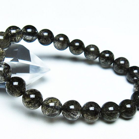 ブラックルチルクォーツ ブレスレット 9mm [T257-7569]