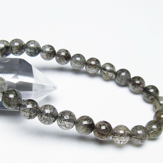 ブラックルチルクォーツ ブレスレット 8mm [t257-7719]