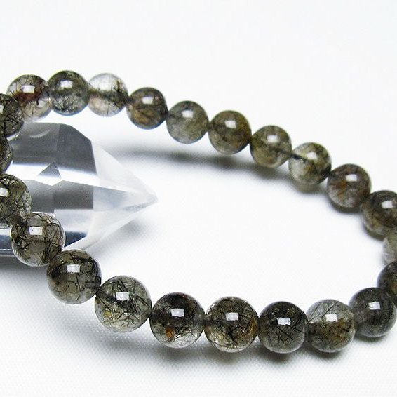 ブラックルチルクォーツ ブレスレット 8mm [t257-7734]