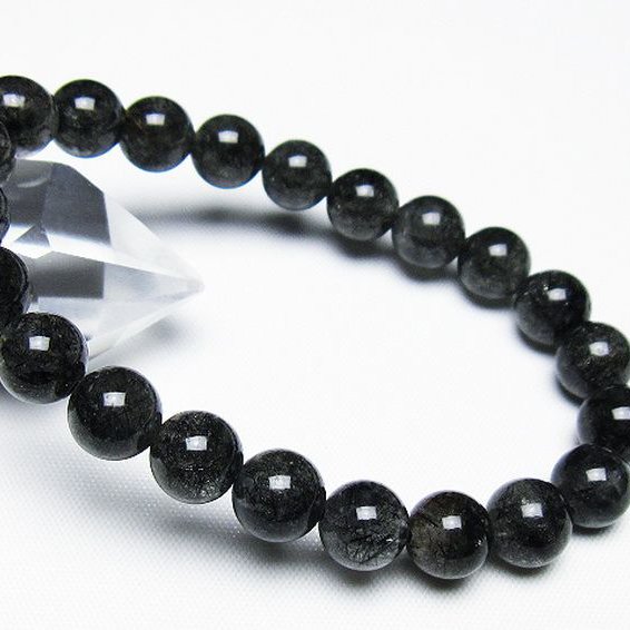 ブラックルチルクォーツ ブレスレット 9mm [t257-7783]