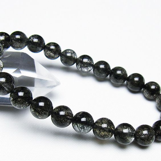 ブラックルチルクォーツ ブレスレット 8mm [t257-7793]