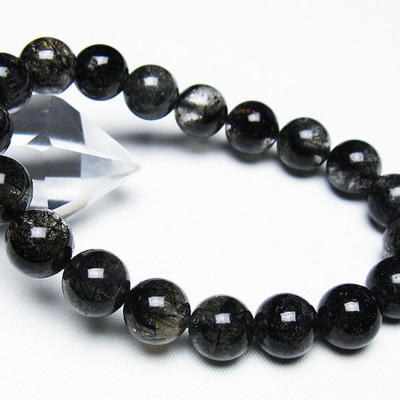 ブラックルチルクォーツ ブレスレット 11mm [T257-7843]