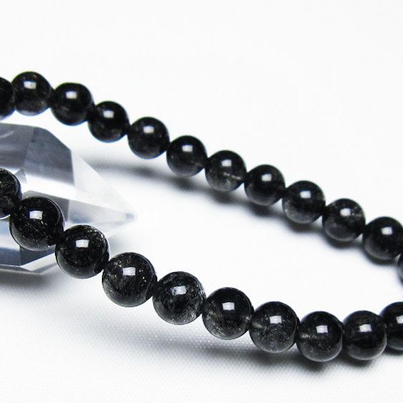 ブラックルチルクォーツ ブレスレット 7mm [t257-7875]
